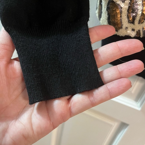 Cache front zip sequin leopard print sweater - Picture 5 of 7